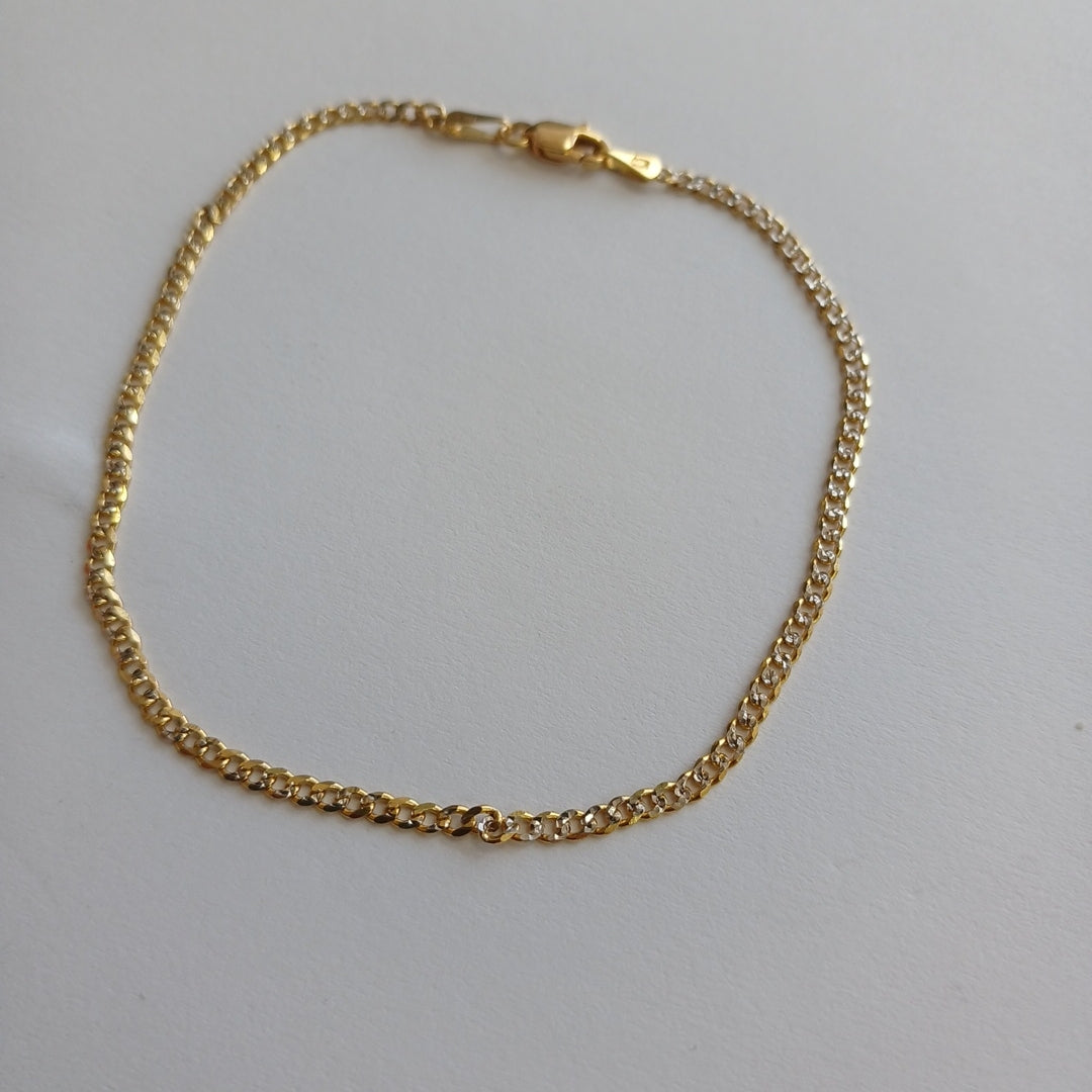 PULSERAS BARBADA DIAMANTADA ORO 14K 18 CM 2.4 GR (NUEVO)