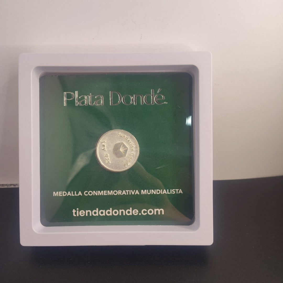 MEDALLA CONMEMORATIVA FRD FÚTBOL MOTIVO QUETZALCÓATL PLATA .925 11.9 GR (NUEVO)