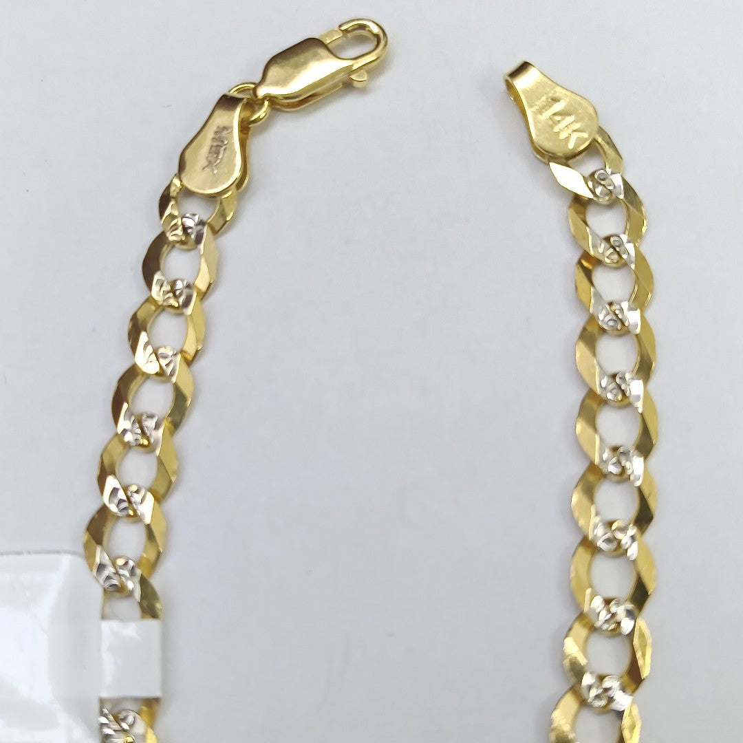 PULSERAS TEJIDO BARBADA DIAMANTADA ORO 14K 16 CM 5.6 GR (NUEVO)