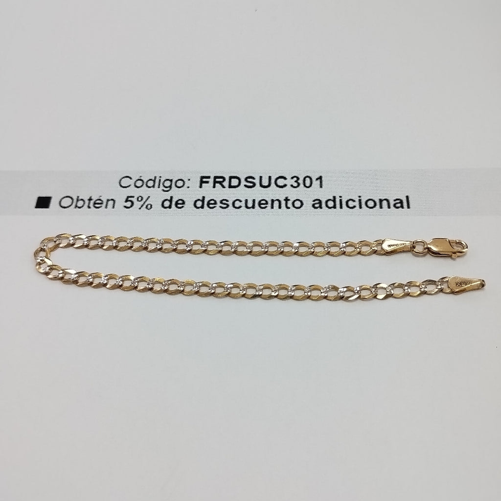 PULSERAS BARBADA DIAMANTADA ORO 14K 21 CM 3.6 GR (NUEVO)