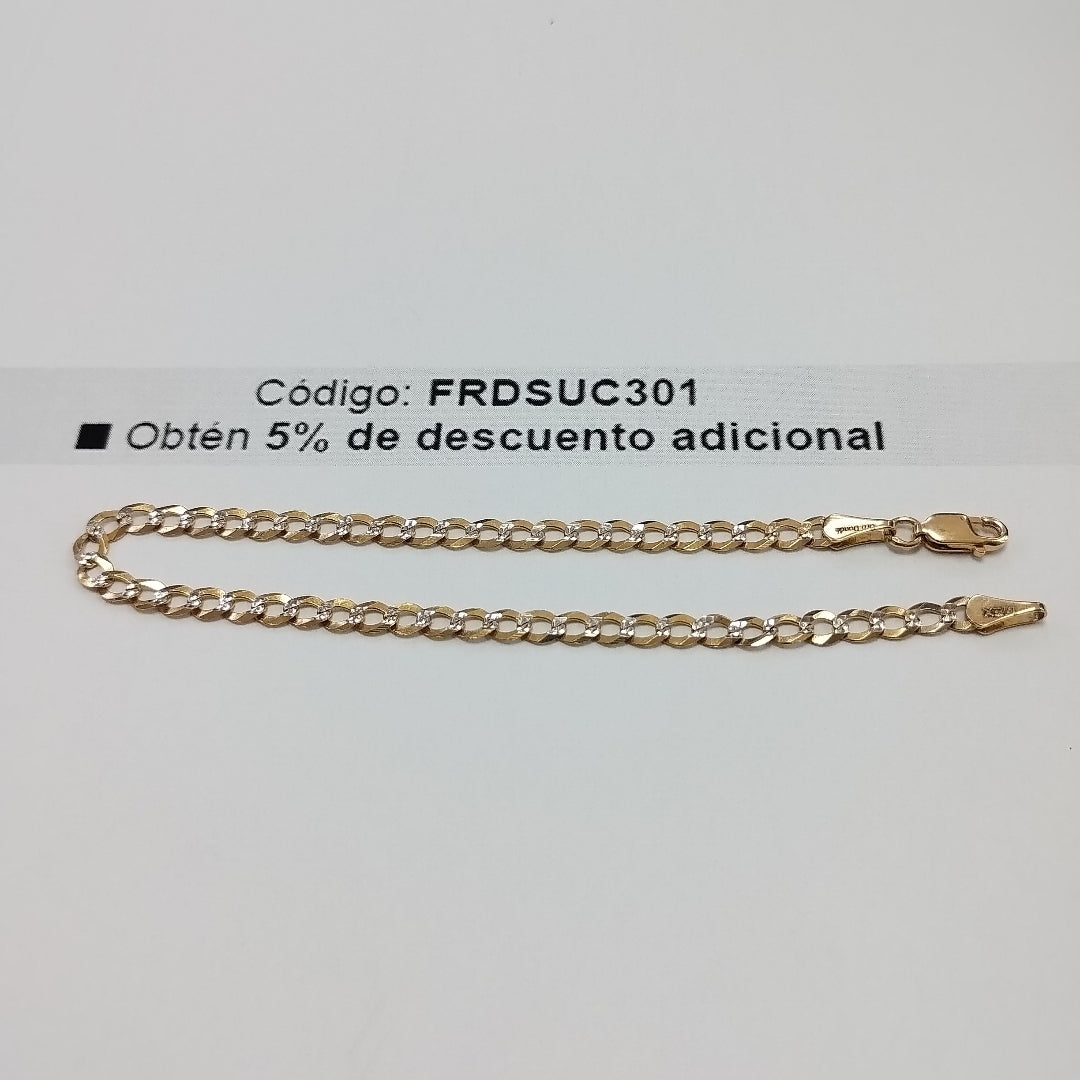 PULSERAS BARBADA DIAMANTADA ORO 14K 21 CM 3.6 GR (NUEVO)