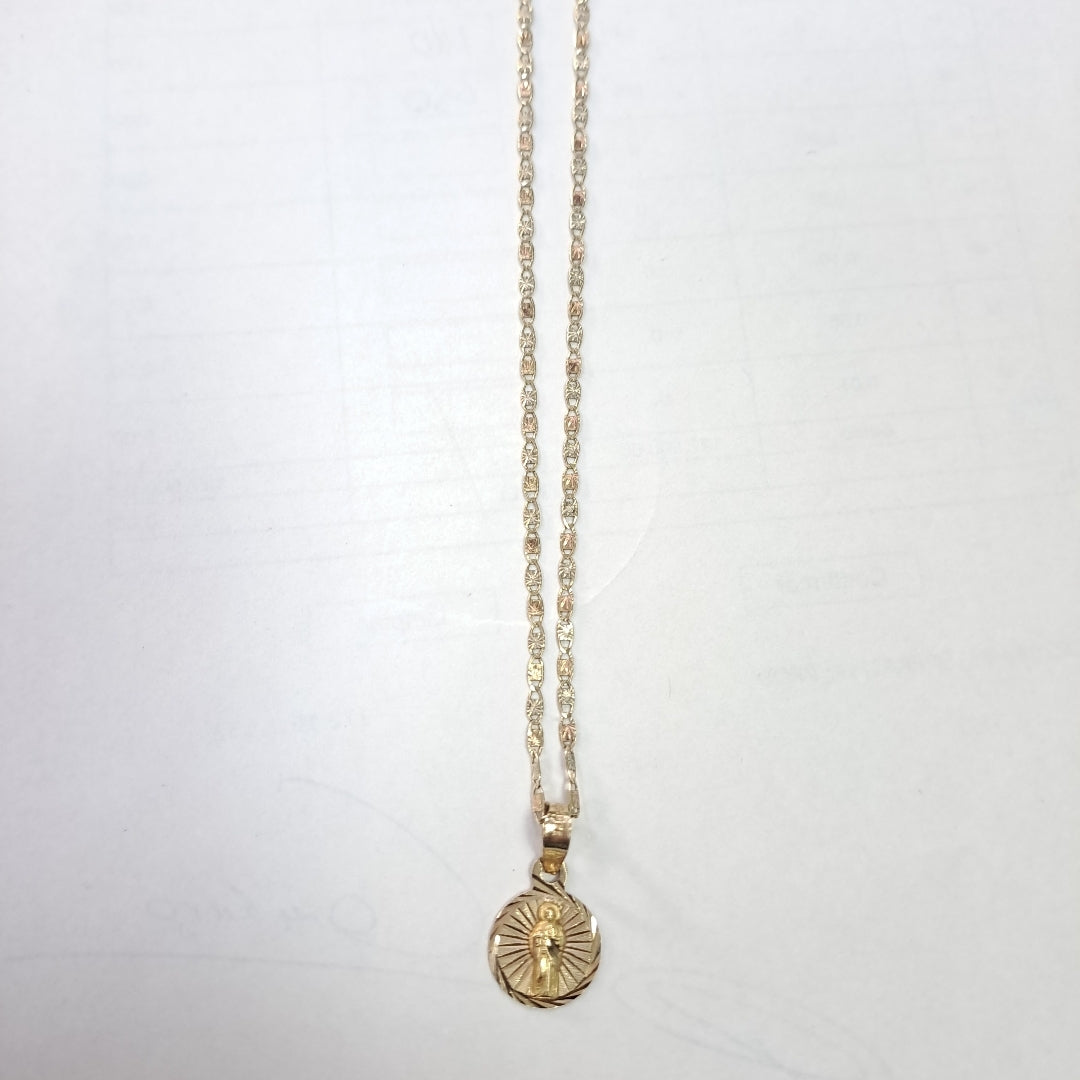 CADENA, MEDALLA RELIGIOSA ORO 10 K 2 GRMS (SEMINUEVO)