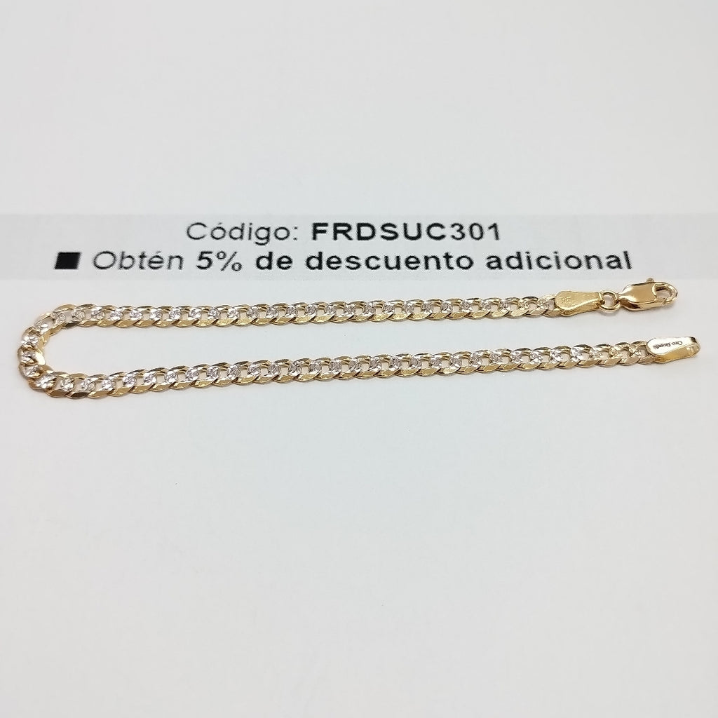 PULSERAS TEJIDO BARBADA DIAMANTADA ORO 14K 21 CM 5 GR (NUEVO)