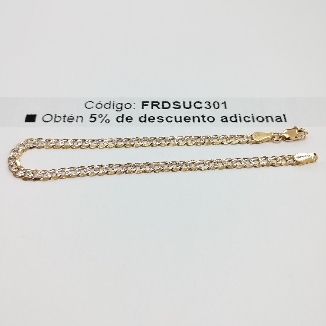 PULSERAS TEJIDO BARBADA DIAMANTADA ORO 14K 21 CM 5 GR (NUEVO)