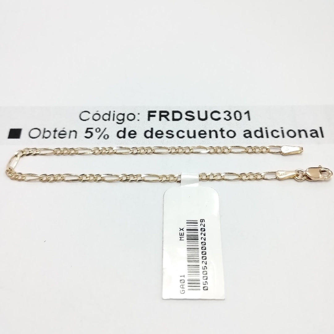 PULSERAS TEJIDO 3X1 ORO 14K 18 CM 1.9 GR (NUEVO)