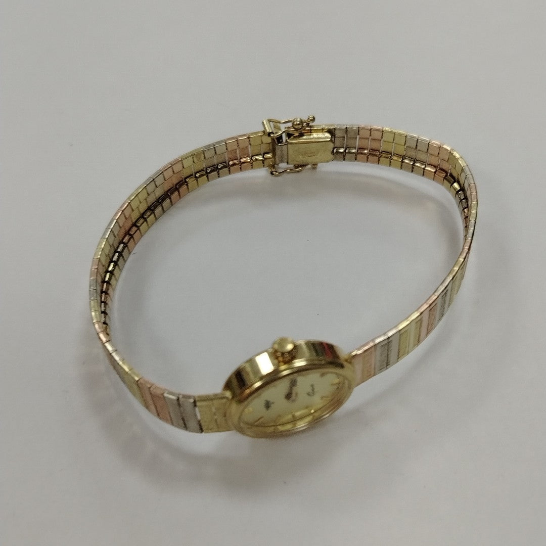 RELOJ CAJA Y PULSO ORO ORO, ORO COMBINADO 14 K 21 GRMS (SEMINUEVO)