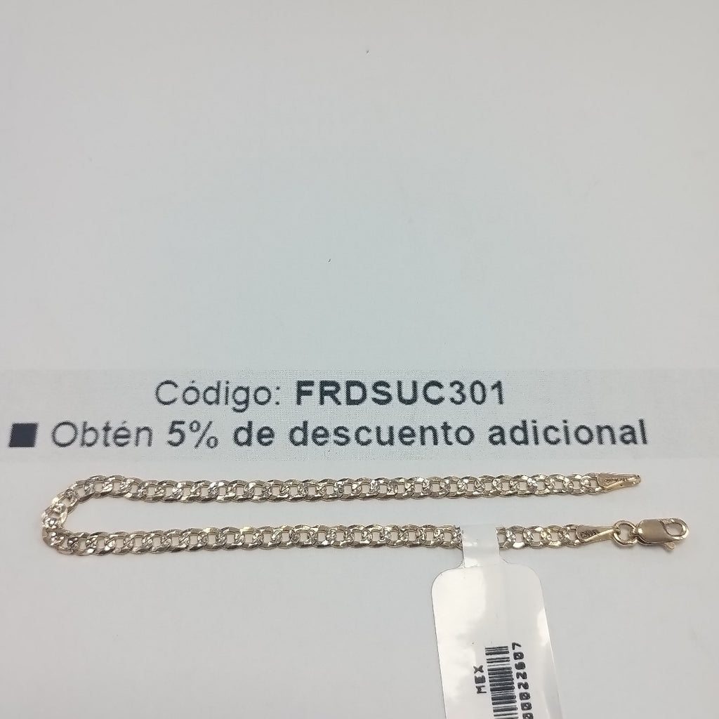 PULSERAS TEJIDO BARBADA DIAMANTADA ORO 14K 18 CM 3.1 GR (NUEVO)