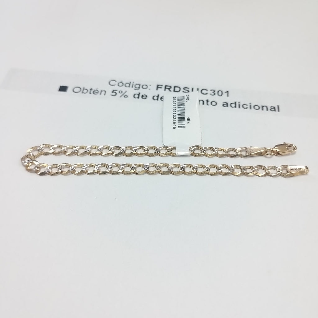 PULSERAS TEJIDO BARBADA DIAMANTADA ORO 14K 21 CM 4.9 GR (NUEVO)