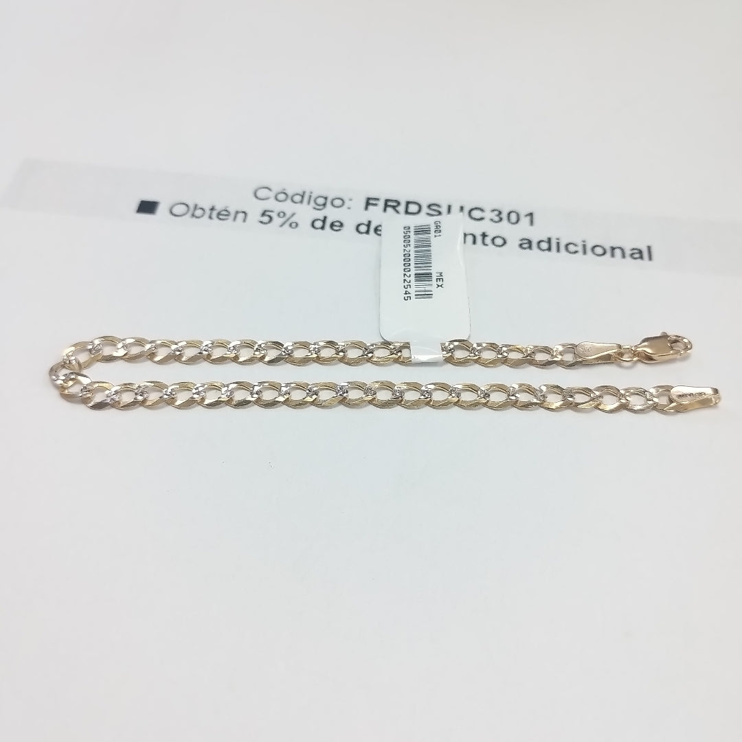 PULSERAS TEJIDO BARBADA DIAMANTADA ORO 14K 21 CM 4.9 GR (NUEVO)