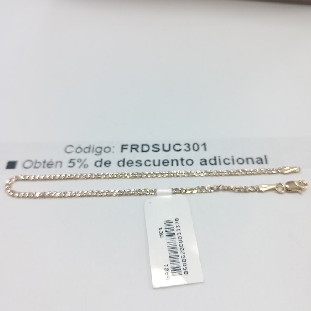 PULSERAS BARBADA DIAMANTADA ORO 14K 18 CM 2.4 GR (NUEVO)