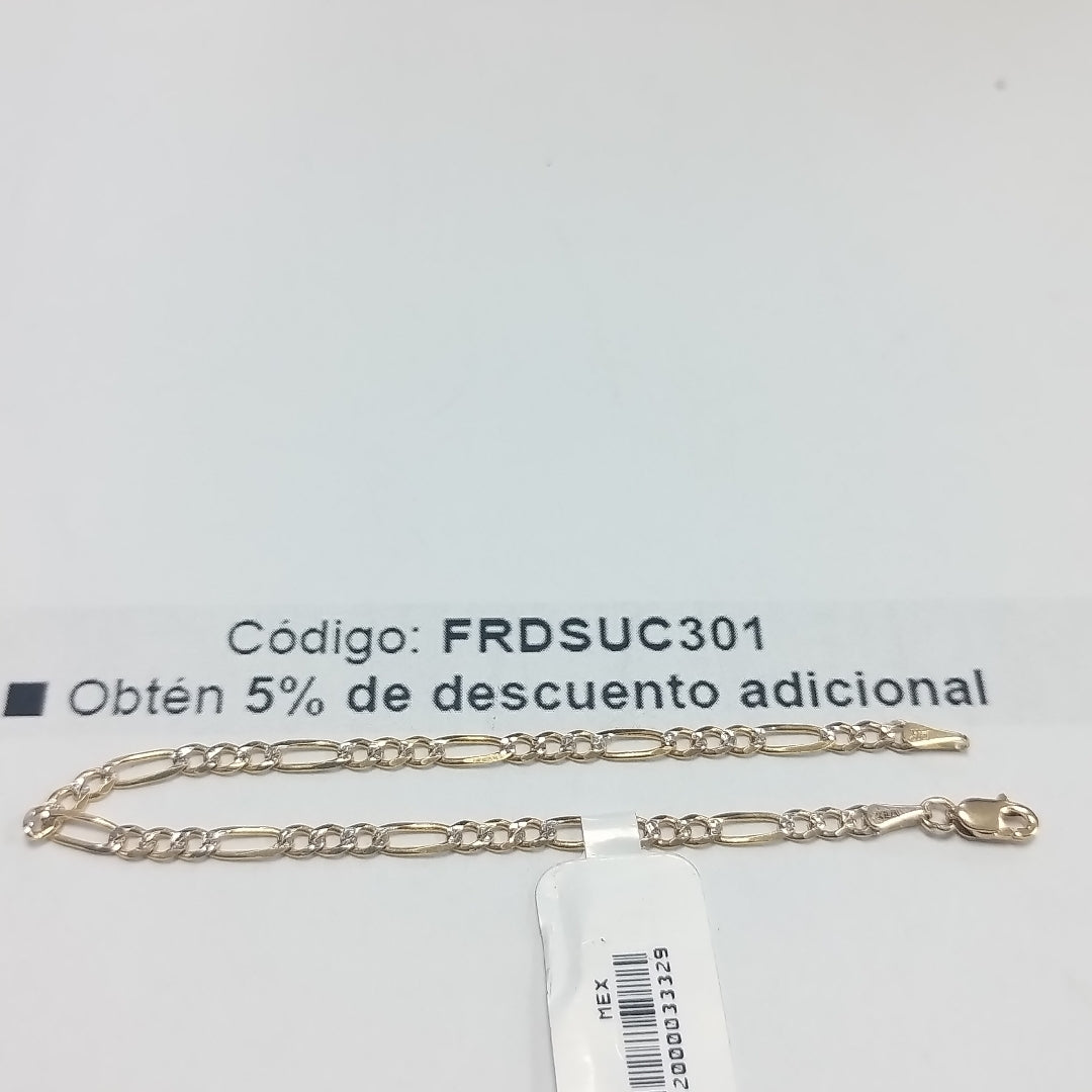 PULSERAS 3X1 DIAMANTADA ORO 14K 18 CM 3 GR (NUEVO)