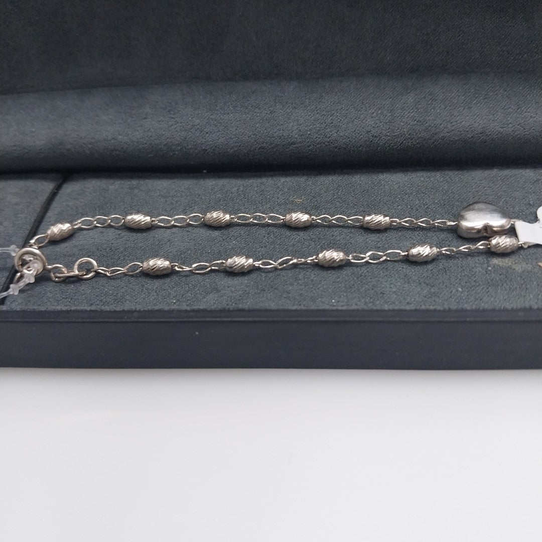 PULSERA TEJIDO CORAZON PLATA .925 18 CM 3.3 GR (NUEVO)