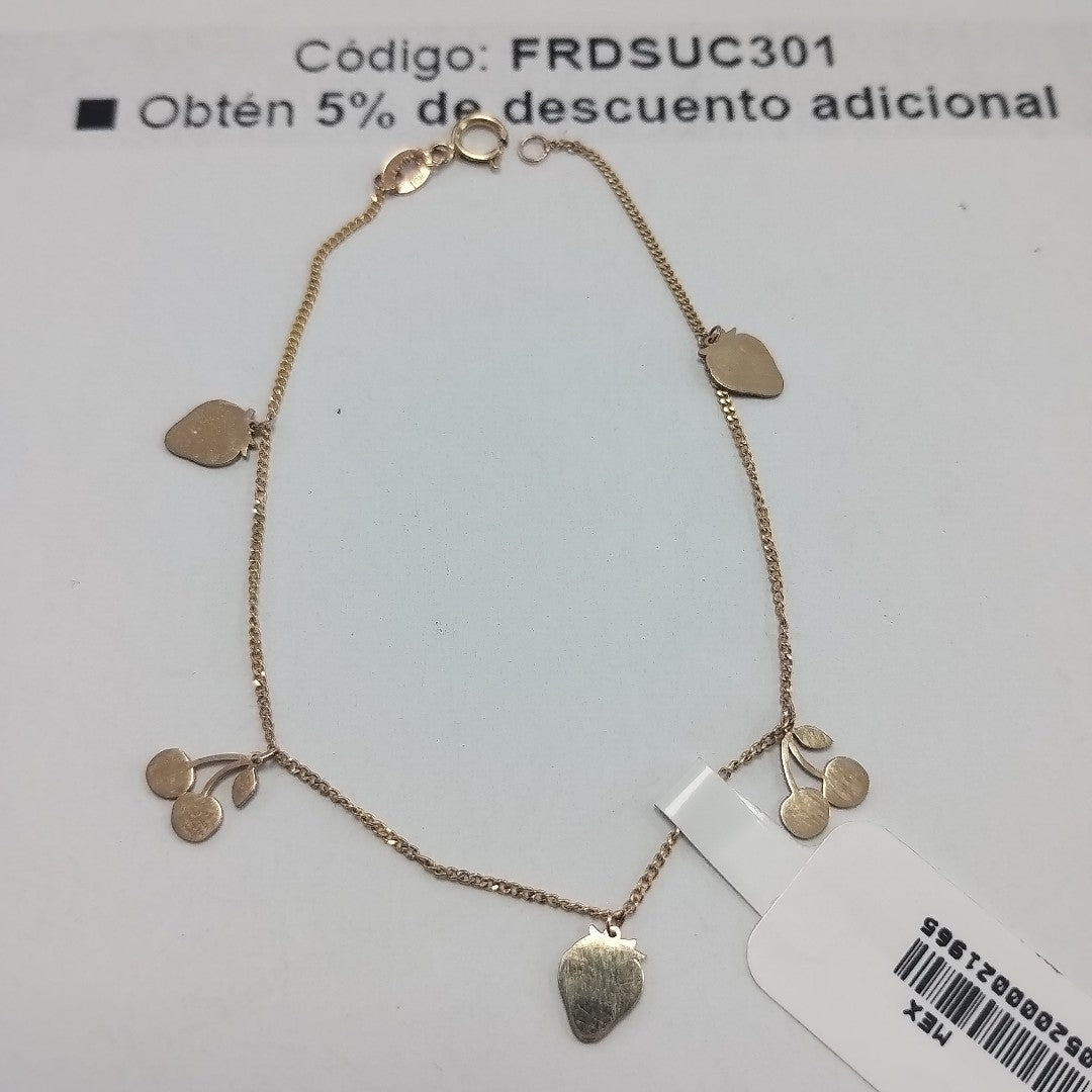 PULSERAS TEJIDO ESPECIAL C/DIJE ORO 10K 18 CM 1.4 GR (NUEVO)