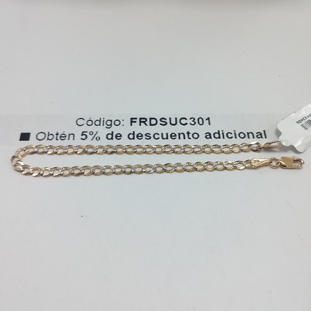 PULSERAS BARBADA DIAMANTADA ORO 14K 21 CM 3.6 GR (NUEVO)