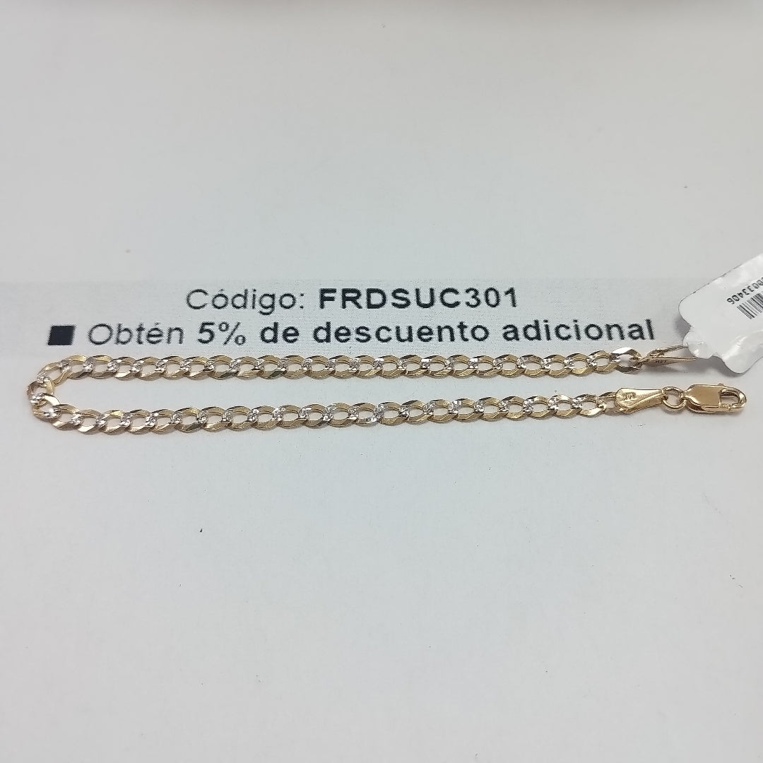 PULSERAS BARBADA DIAMANTADA ORO 14K 21 CM 3.6 GR (NUEVO)
