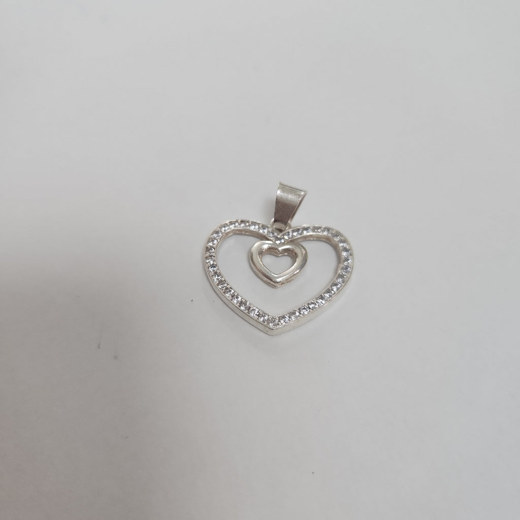 DIJE CORAZON C/CIRCONIAS PLATA .925 2.7 GR (NUEVO)