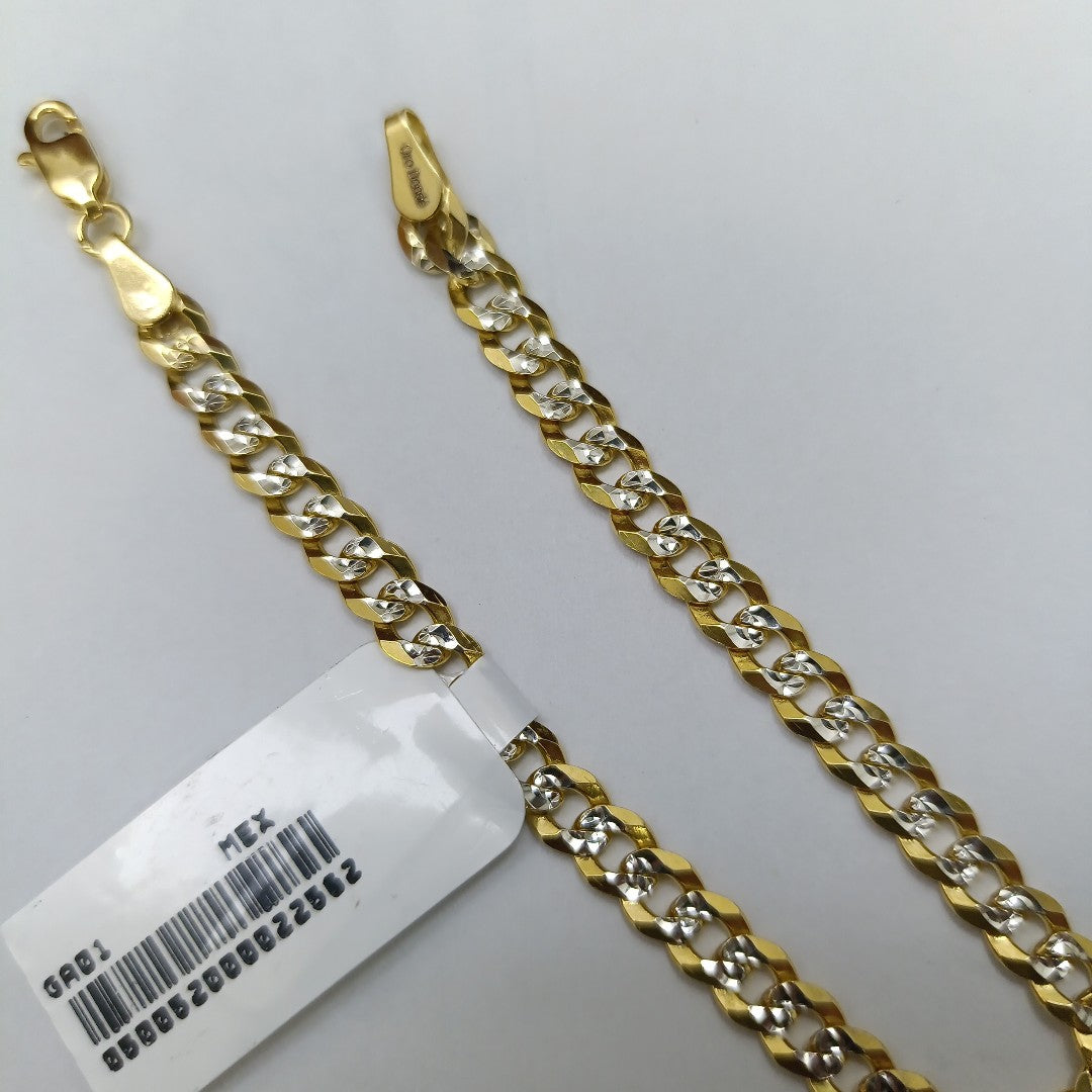 PULSERAS TEJIDO BARBADA DIAMANTADA ORO 14K 18 CM 6.6 GR (NUEVO)