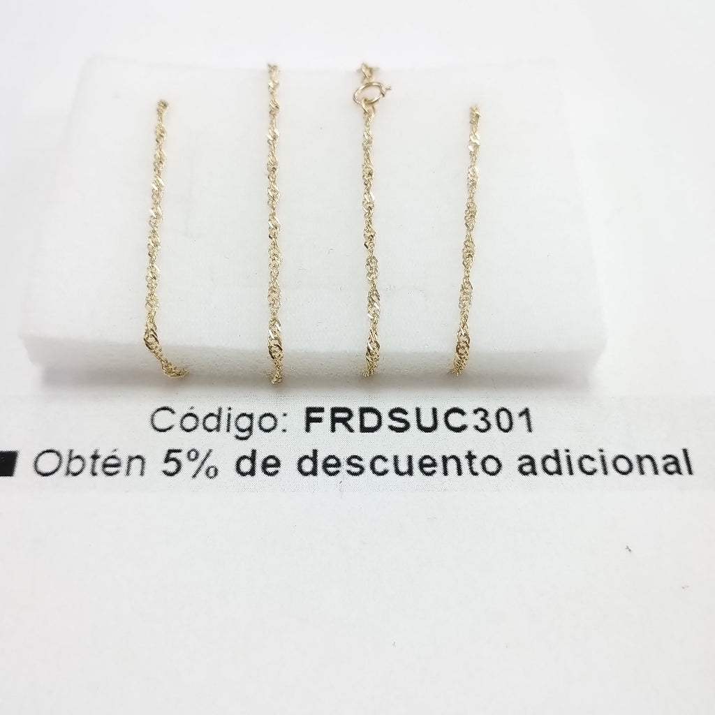 CADENAS TEJIDO MEDIO TORZAL ORO 10K 55 CM 2.5 GR (NUEVO)