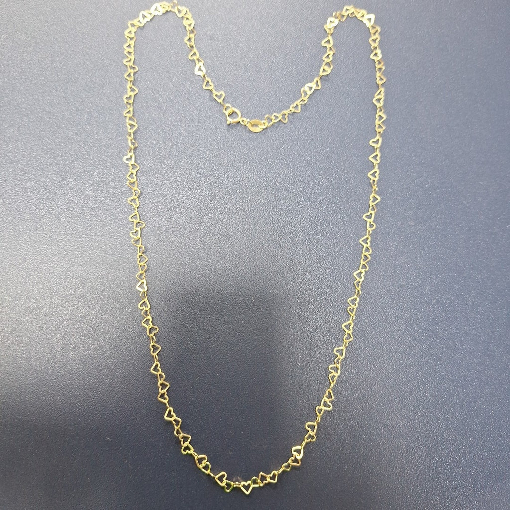 CADENAS TEJIDO CORAZONES ORO 10K 50 CM 2.5 GR (NUEVO)