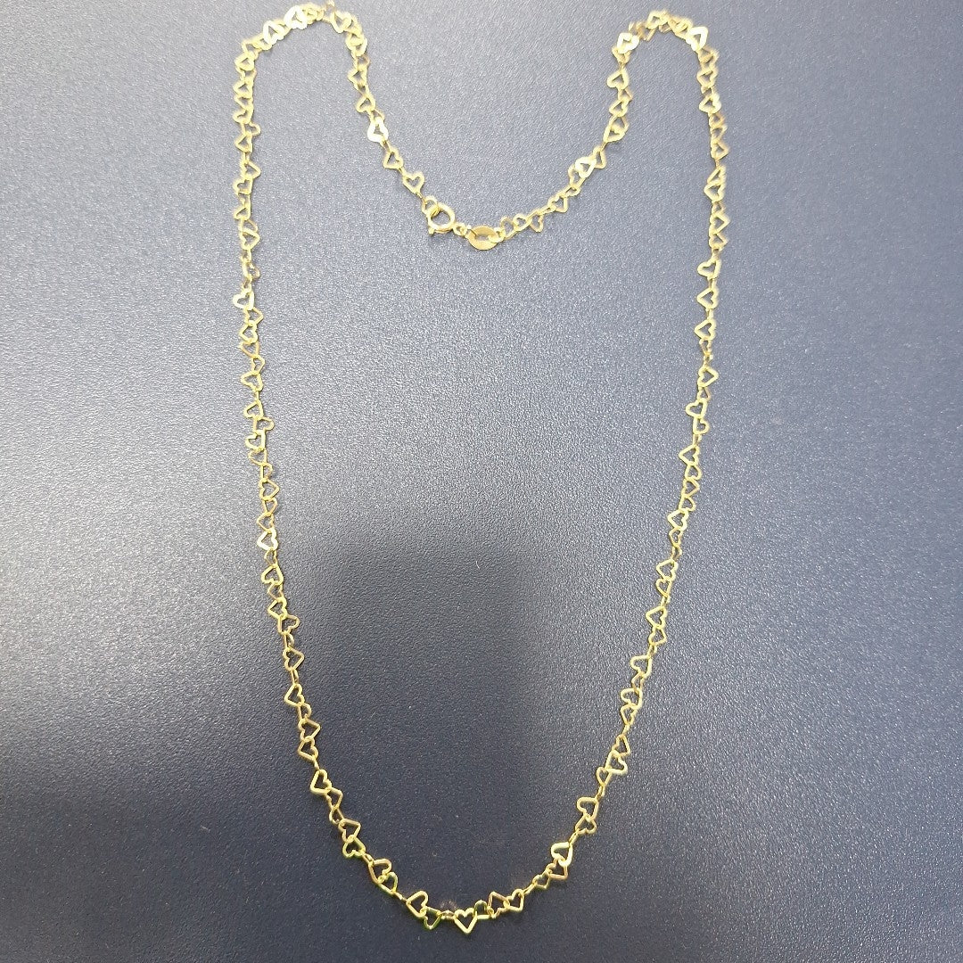 CADENAS TEJIDO CORAZONES ORO 10K 50 CM 2.5 GR (NUEVO)