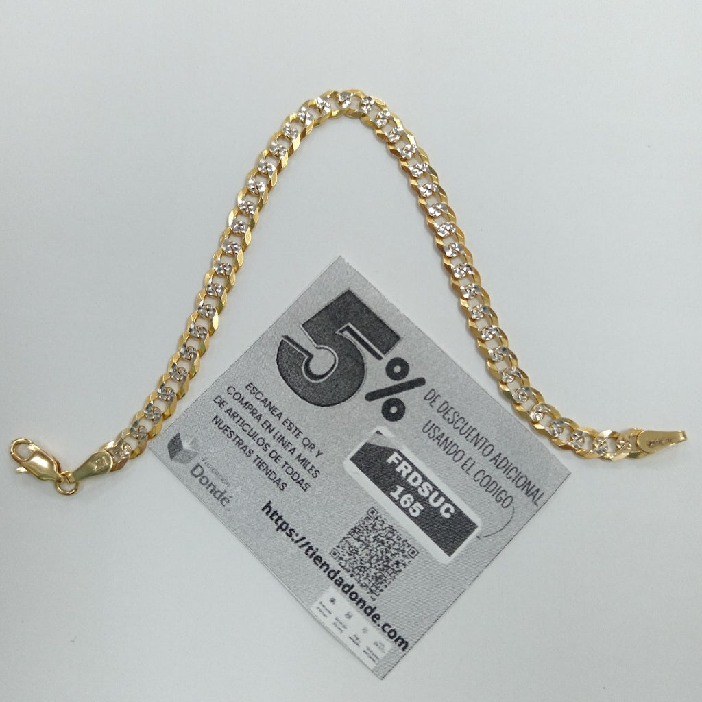 PULSERAS TEJIDO BARBADA DIAMANTADA ORO 14K 18 CM 6.8 GR (NUEVO)