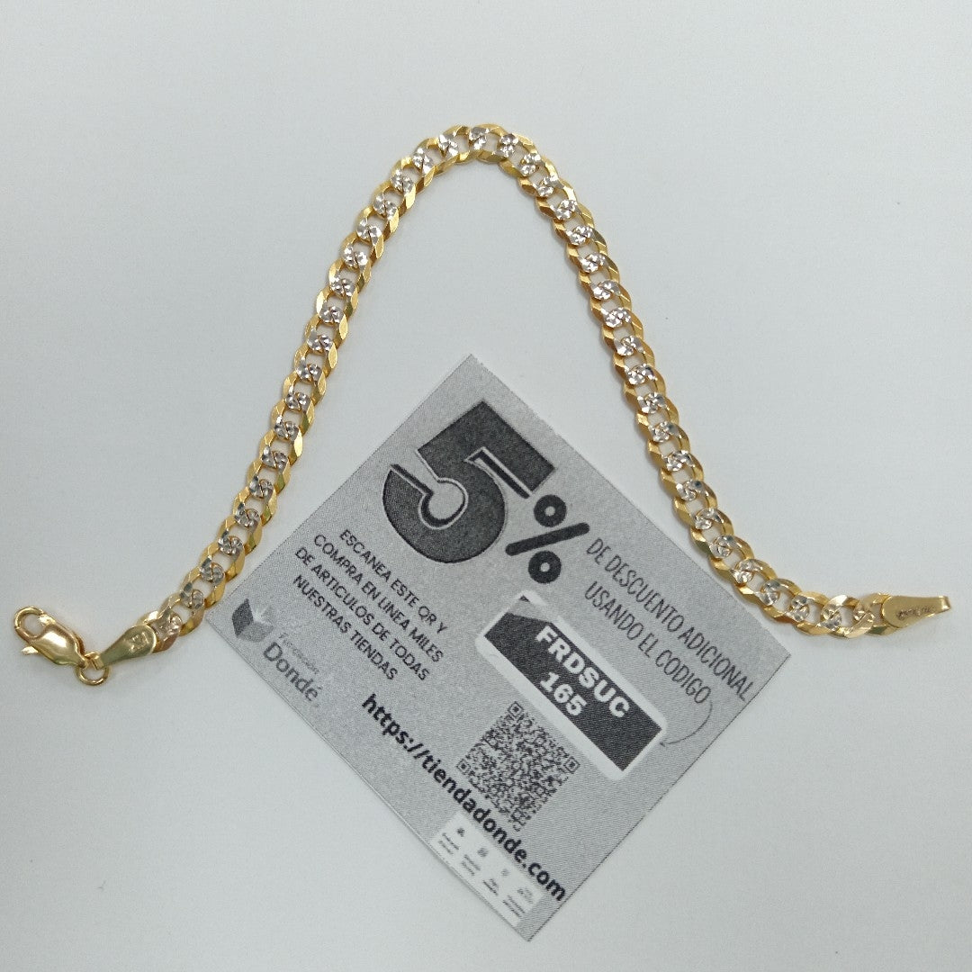 PULSERAS TEJIDO BARBADA DIAMANTADA ORO 14K 18 CM 6.8 GR (NUEVO)