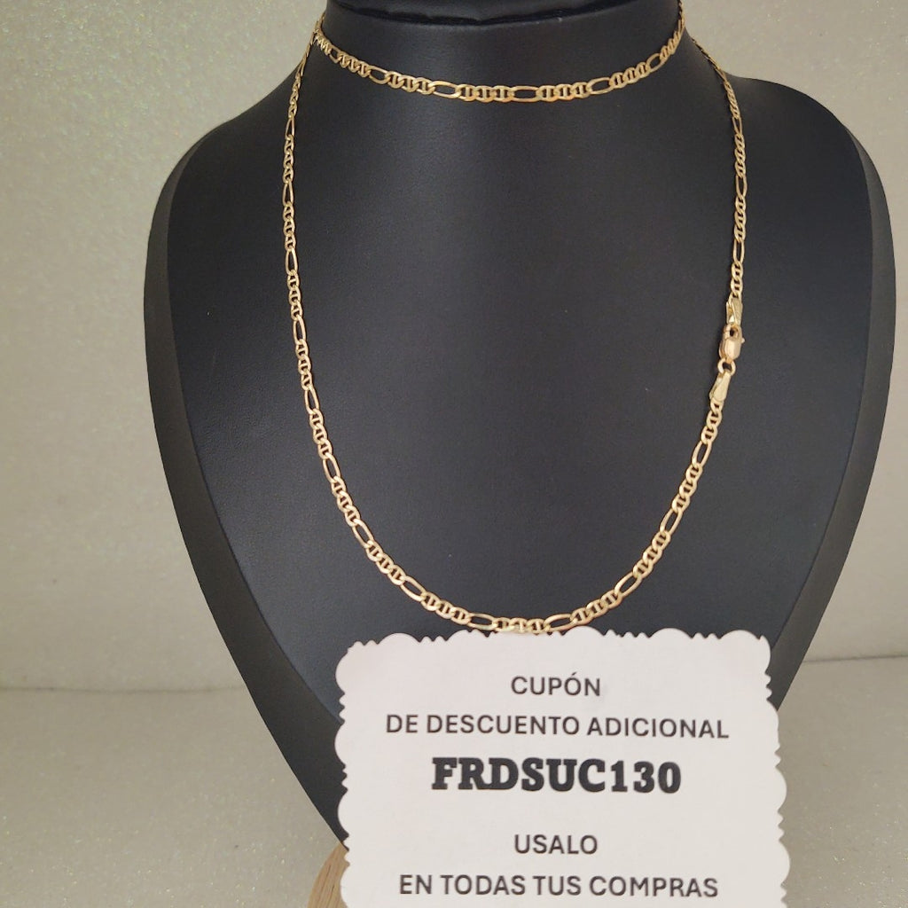 CADENAS TEJIDO FIGARO GUCHI ORO 10K 60 CM 5.4 GR (NUEVO)