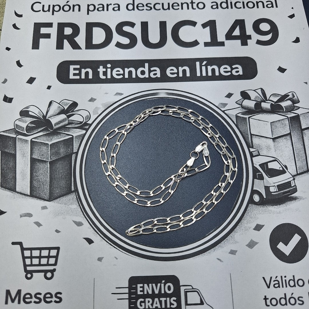 CADENA TEJIDO ESLABONES PLATA .925 60 CM 10.5 GR (NUEVO)