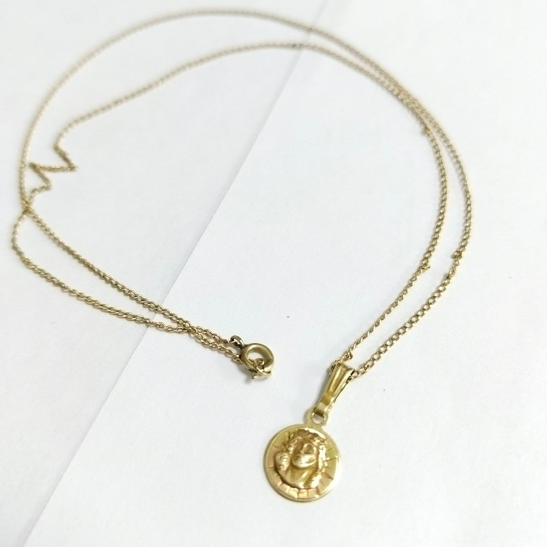 CADENA,MEDALLA RELIGIOSA ORO 14 K 2,20 GRMS (SEMINUEVO)