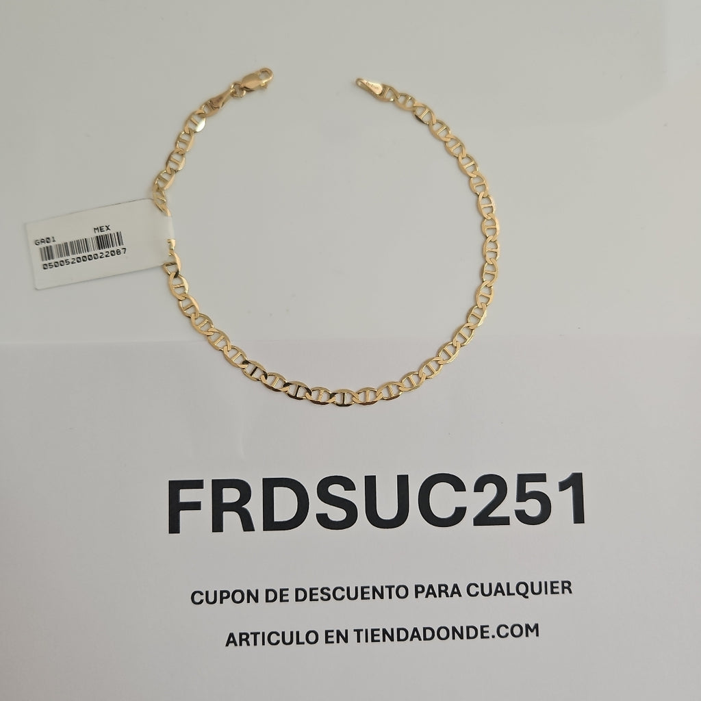 PULSERAS TEJIDO MARINERA ORO 14K 21 CM 3.4 GR (NUEVO)