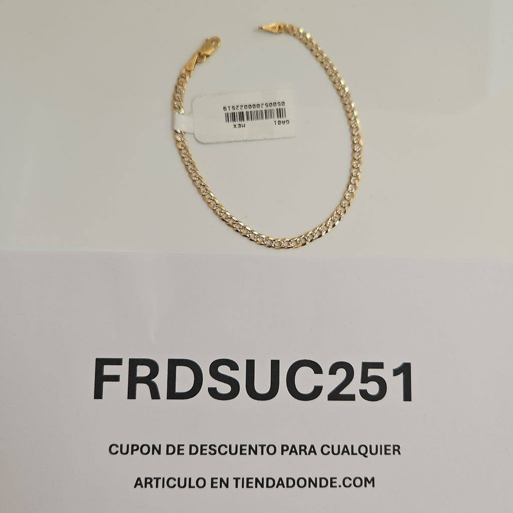 PULSERAS TEJIDO BARBADA DIAMANTADA ORO 14K 18 CM 3.2 GR (NUEVO)