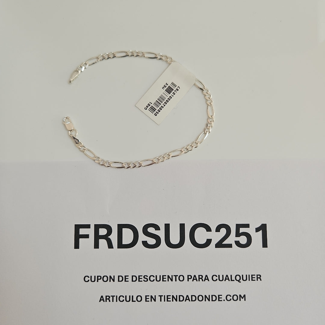 PULSERA TEJIDO 3X1 PLATA .925 18 CM 2.8 GR (NUEVO)