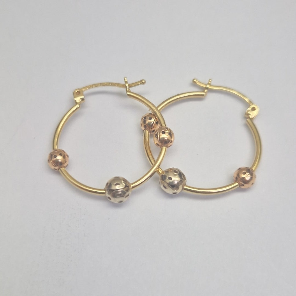 ARRACADAS PAR ORO, ORO COMBINADO 14 K 2.2 GRMS (SEMINUEVO)