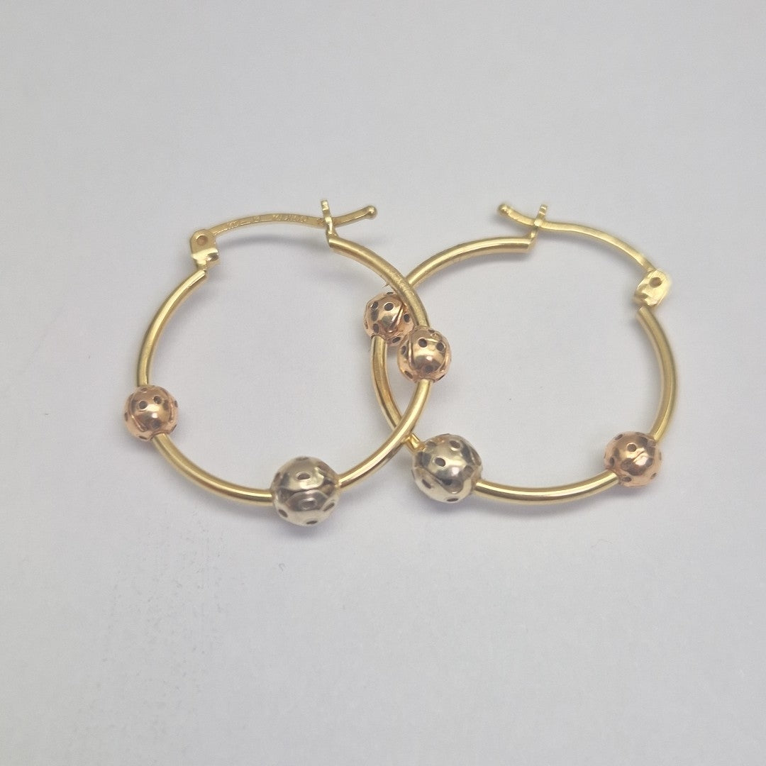 ARRACADAS PAR ORO, ORO COMBINADO 14 K 2.2 GRMS (SEMINUEVO)