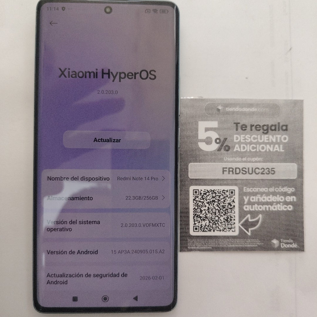 CELULAR XIAOMI REDMI NOTE 14 PRO 24116RACCG (2024) 256 GB 8 GB RAM (SEMINUEVO)