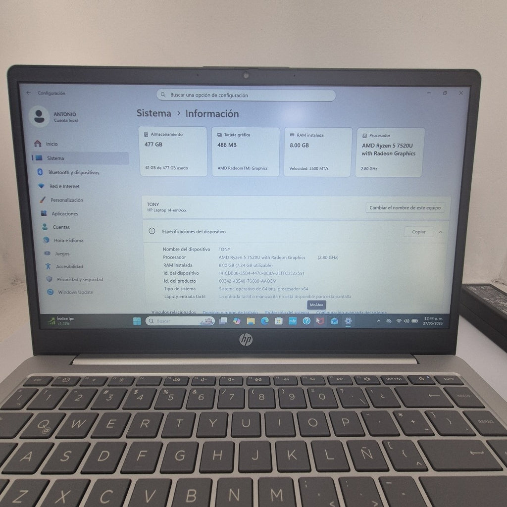 LAPTOP HP 14-EM0251LA (2025) 512 GB SSD 8 GB RAM (SEMINUEVO)