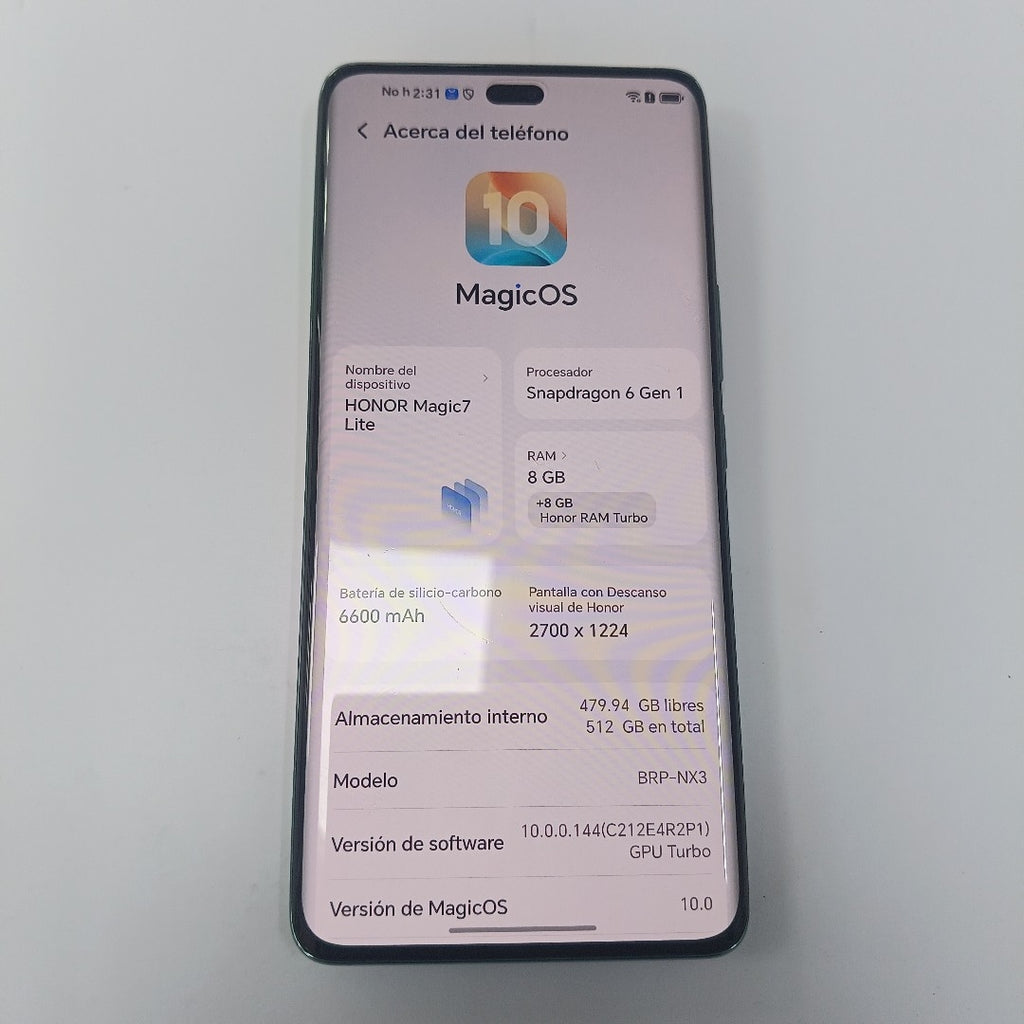 CELULAR HONOR MAGIC 7 LITE BRP-NX3 (2025) 512 GB 8 GB RAM (SEMINUEVO)