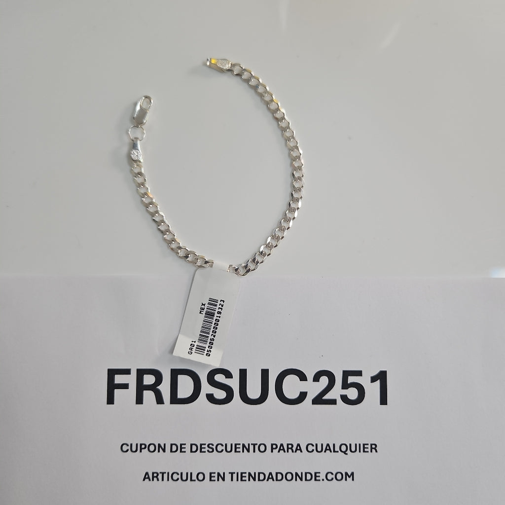 PULSERA TEJIDO BARBADA PLATA .925 16 CM 4.1 GR (NUEVO)