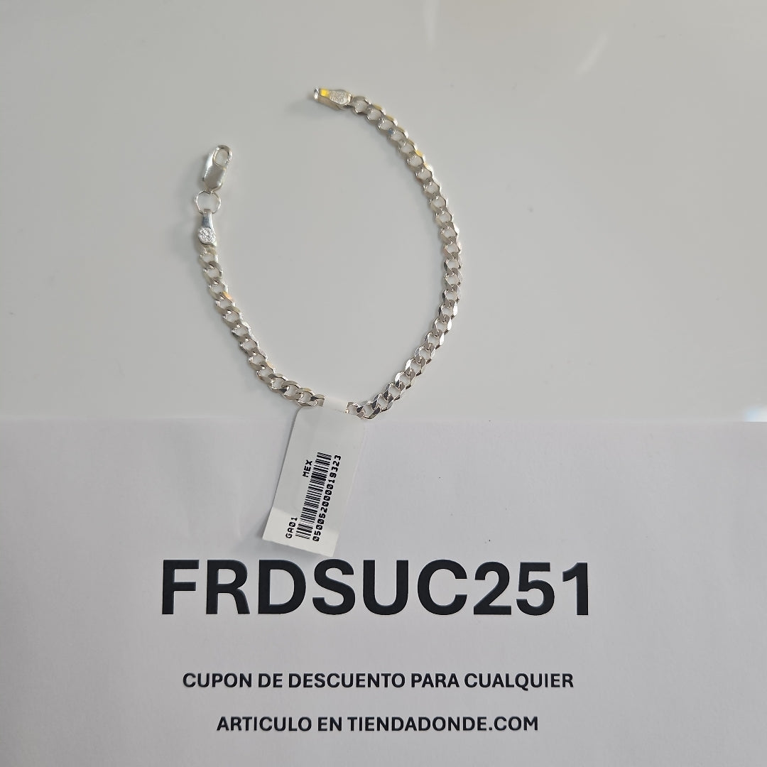 PULSERA TEJIDO BARBADA PLATA .925 16 CM 4.1 GR (NUEVO)