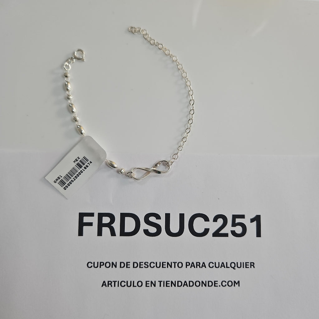 PULSERA TEJIDO INFINITO PLATA .925 18 CM 2.3 GR (NUEVO)