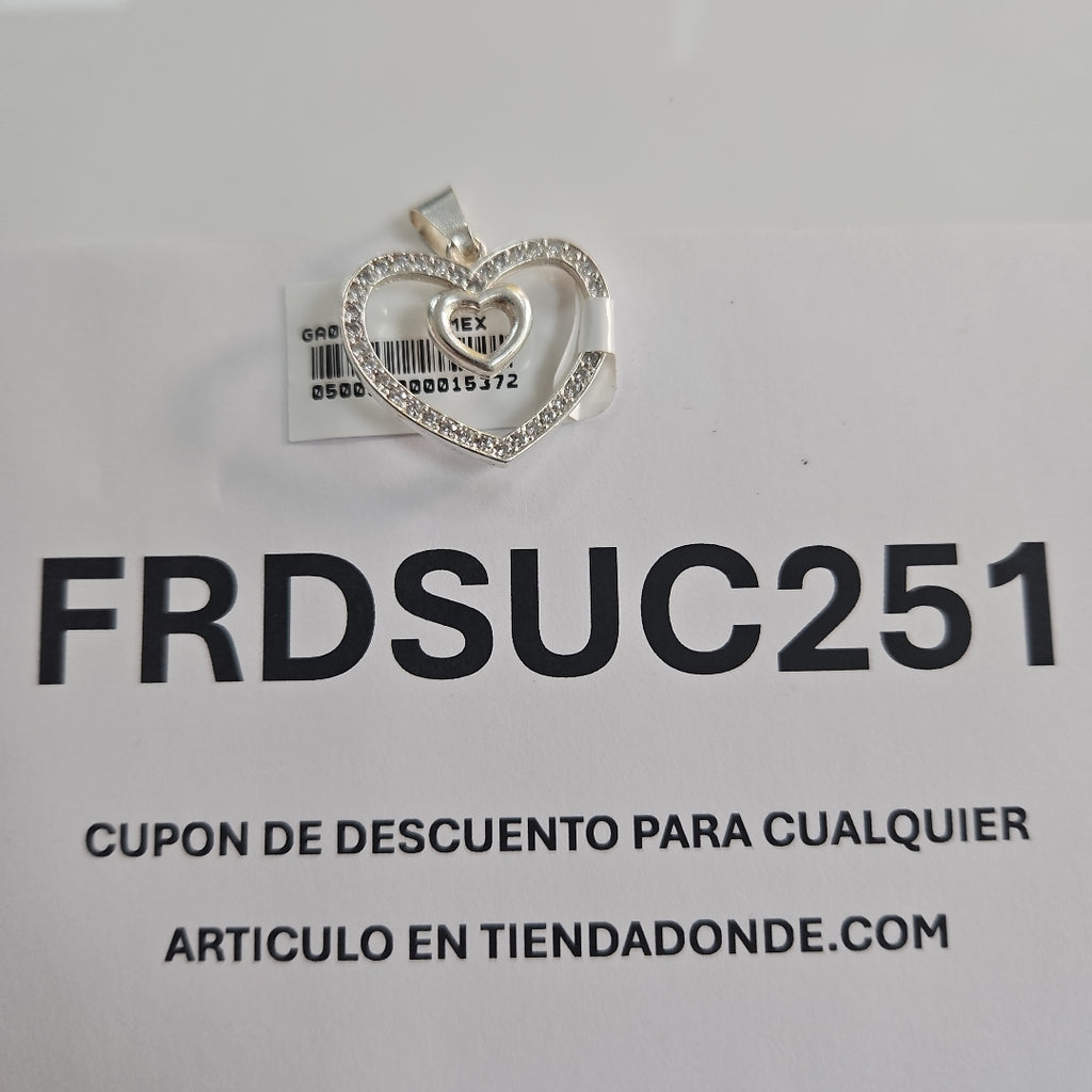 DIJE CORAZON C/CIRCONIAS PLATA .925 2.7 GR (NUEVO)