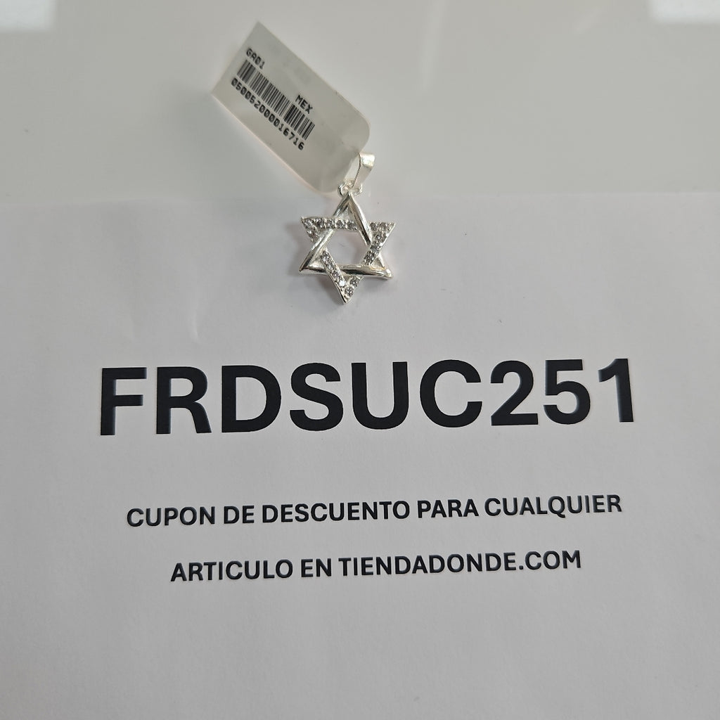 DIJE ESTRELLA DE DAVID C/CIRCONIAS PLATA .925 2.7 GR (NUEVO)
