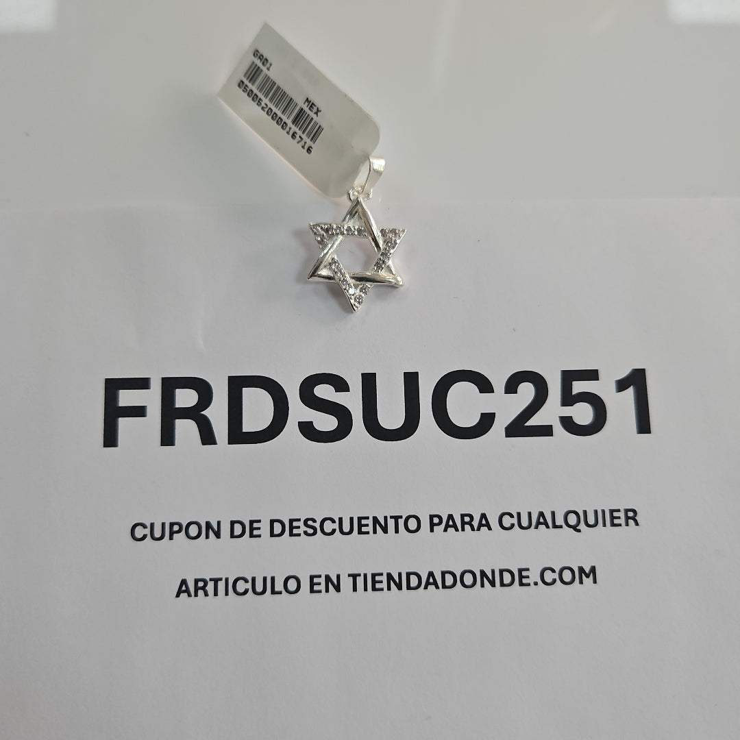 DIJE ESTRELLA DE DAVID C/CIRCONIAS PLATA .925 2.7 GR (NUEVO)