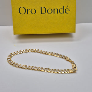 PULSERAS TEJIDO BARBADA DIAMANTADA ORO 14K 18 CM 6.9 GR (NUEVO)