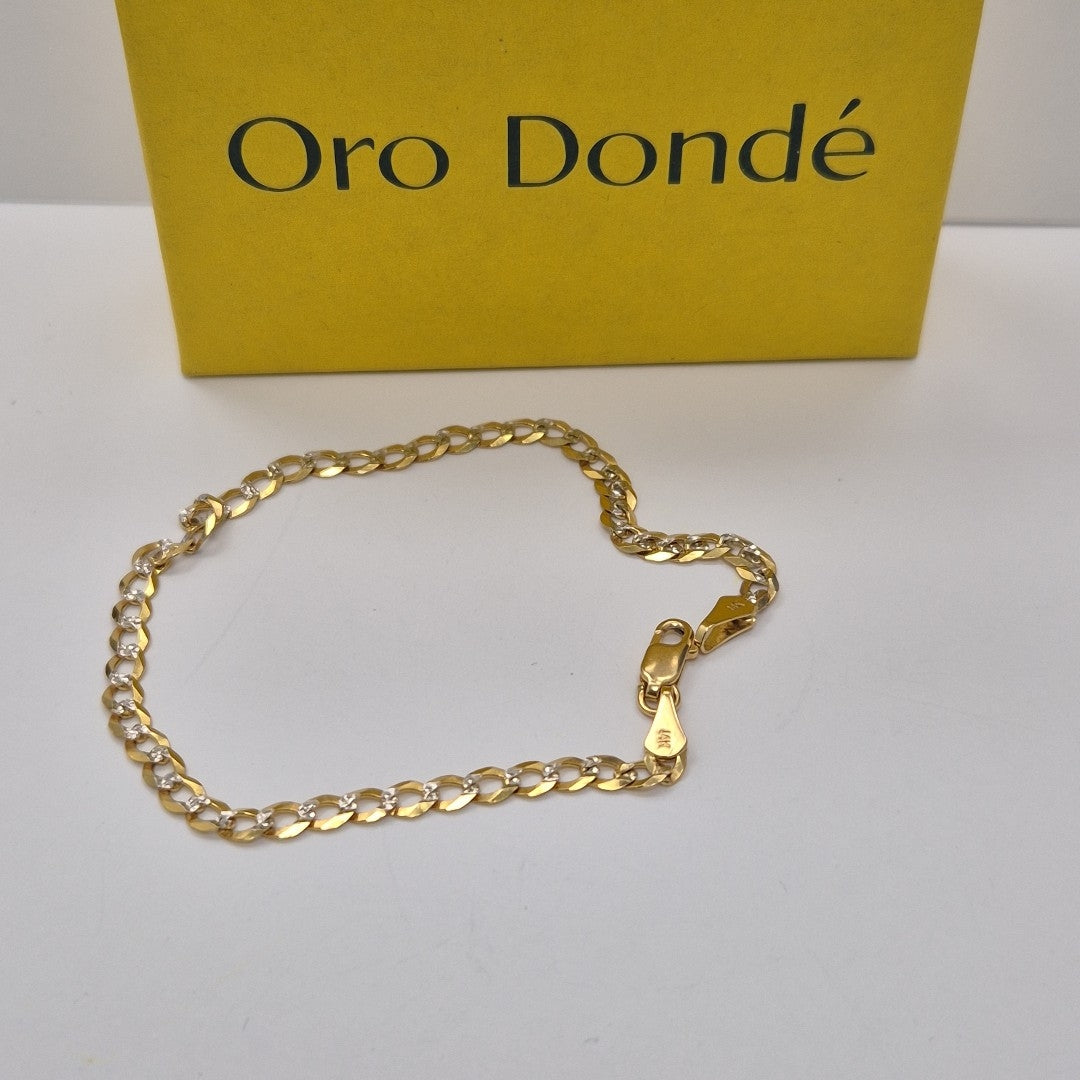 PULSERAS BARBADA DIAMANTADA ORO 14K 21 CM 3.6 GR (NUEVO)