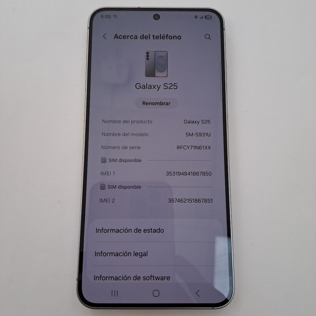 CELULAR SAMSUNG GALAXY S25 SM-S931U1 (2025) 128 GB 12 GB RAM (SEMINUEVO)