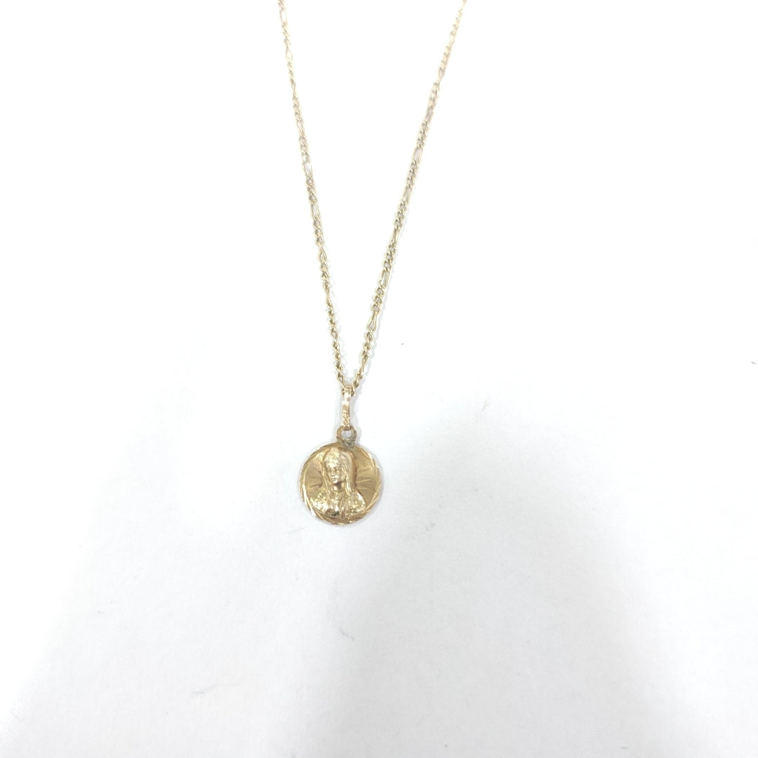 CADENA, MEDALLA RELIGIOSA ORO 14 K 2.8 GRMS (SEMINUEVO)