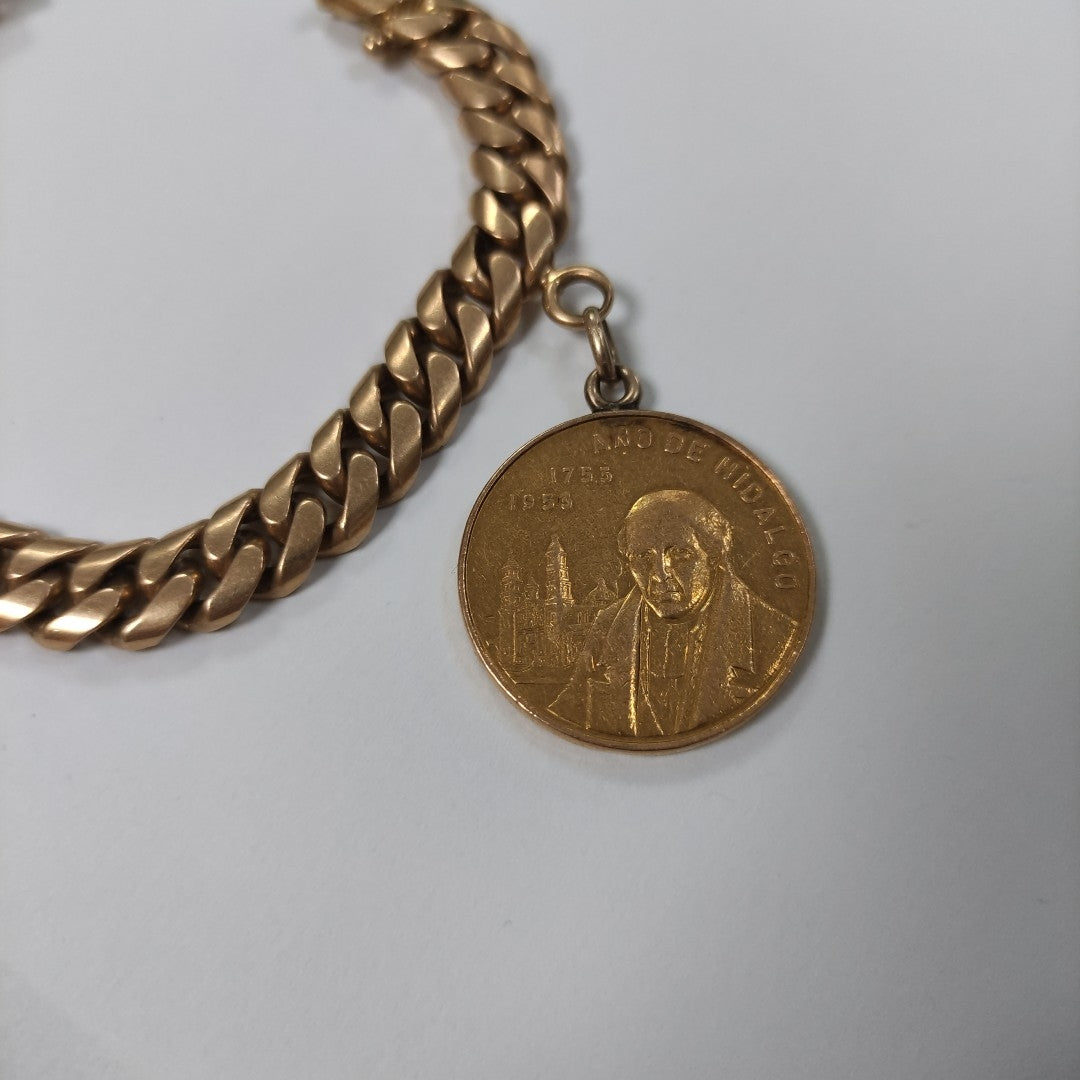 MEDALLA CONMEMORATIVA,PULSERA ORO 18 K 53,80 GRMS (SEMINUEVO)