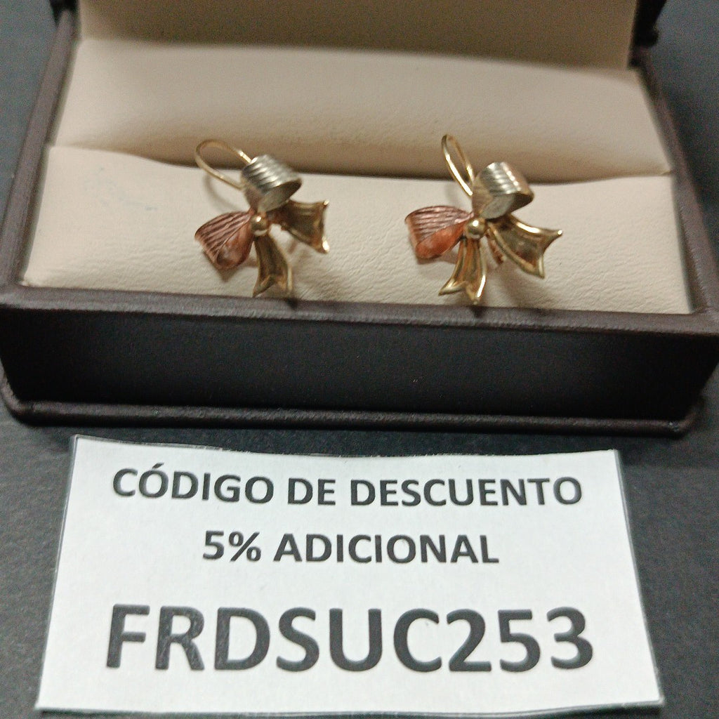 K1 1,00 GRMS 10 K ESPECIFICACIONES COMPLEMENTARIAS PAR DE ARETES DE MOÑO (SEMINUEVO)