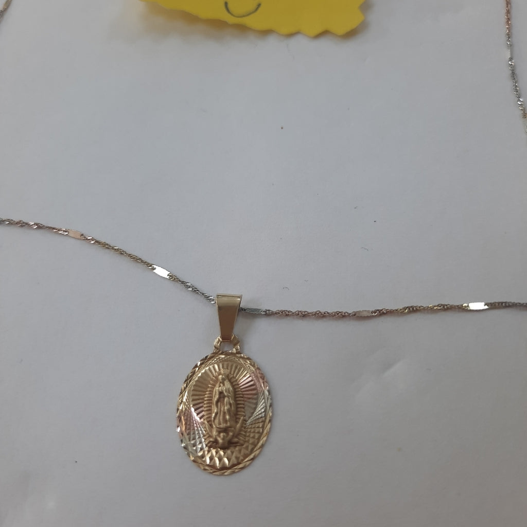 CADENA, MEDALLA RELIGIOSA ORO 10 K 1.5 GRMS (SEMINUEVO)